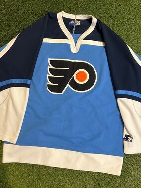 Vintage 1990s Starter Philadelphia Flyers "Blue Ice" Alternate hockey jersey